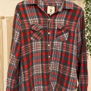 Hollister Grey & Red Soft Flannel Size Large
